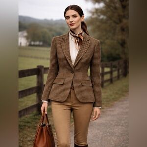 Ralph Lauren Houndstooth Plaid Blazer